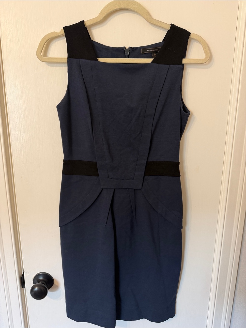 BCBGMaxAzria Small Navy Dress with Black Accents
